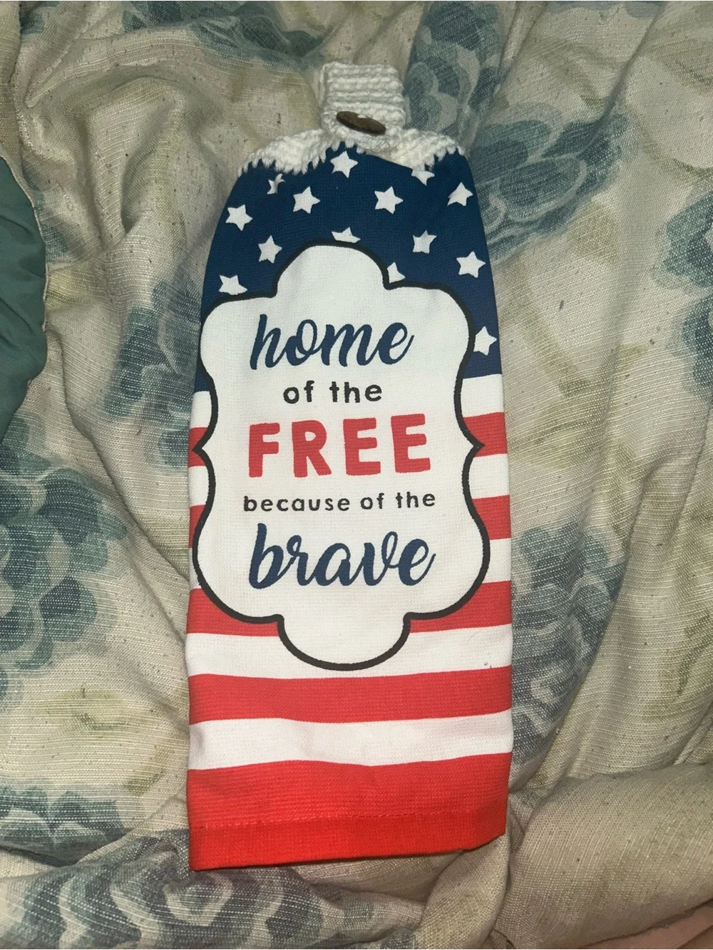 Home of the Free Because of the Brave Patriotic Kitchen Towel